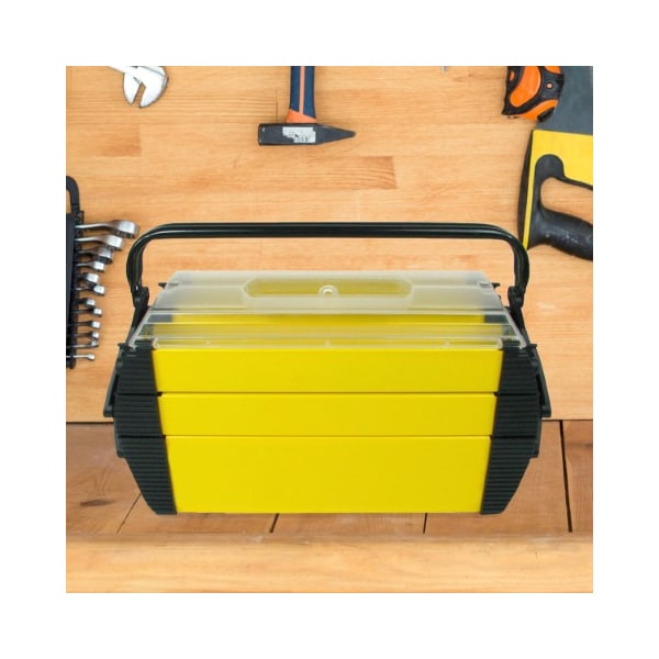 Fleming Supply 3-Tier Parts and Crafts Toolbox 18-inch Cantilever Utility with 5 Compartments for Storage (Yellow) 830778LUM - main